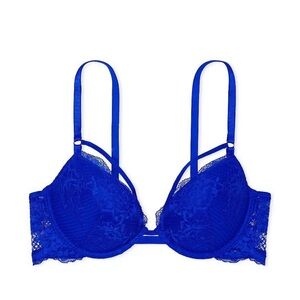 Victoria Secret Bra Bombshell Push Up Purple Lace Fishnet SZ  36DDD Sapphire $60